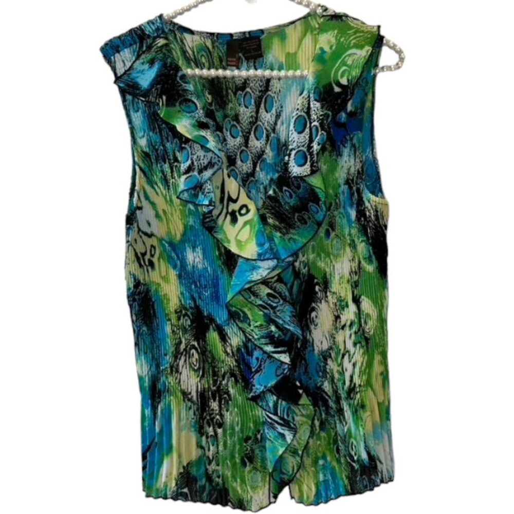 Colorful Ruffle Front Sleeveless Top from Sere Nade  L EUC